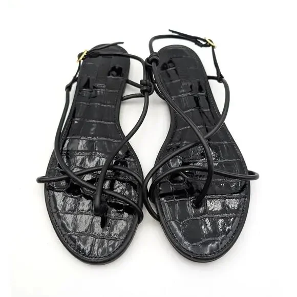 Schutz Malta Leather Strappy Flat Sandals Women's Black Size US10B EU40 - Picture 9 of 12